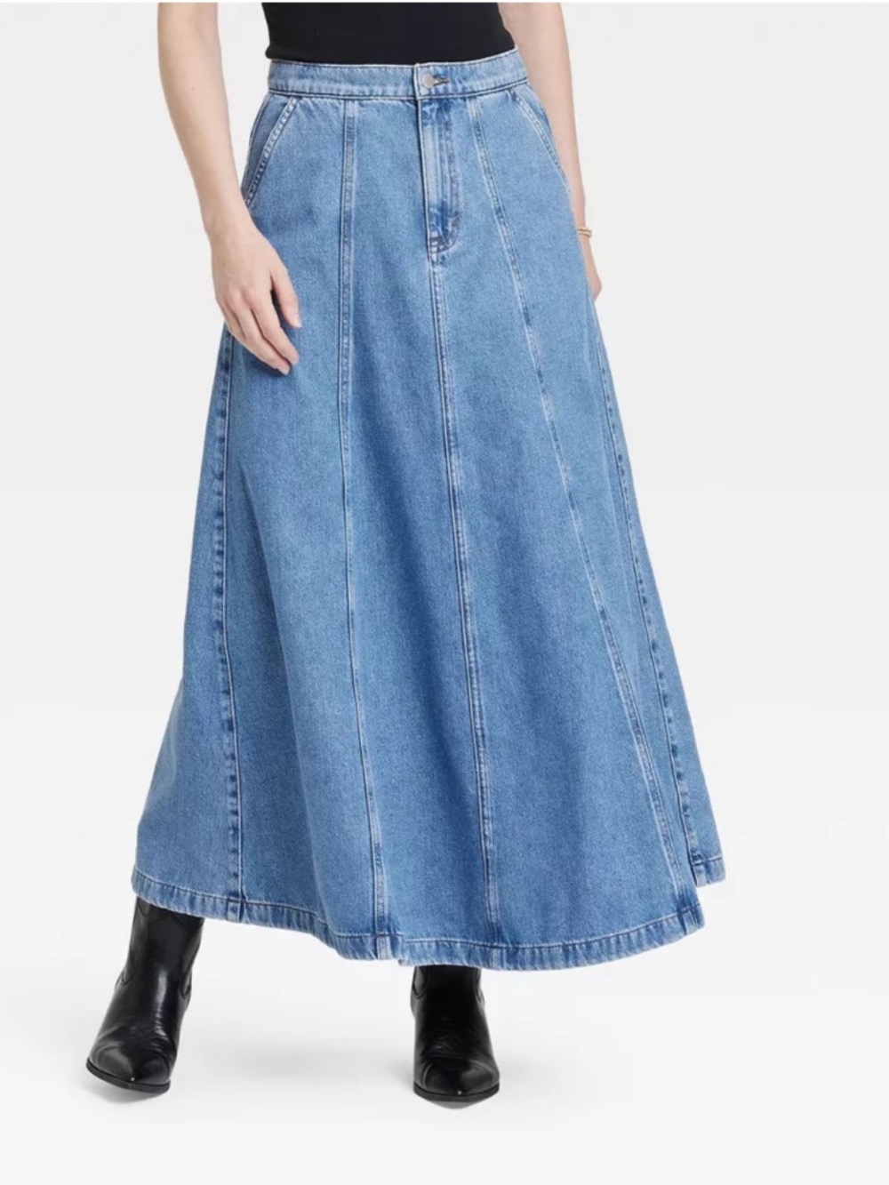 Gotcha Covered Denim Button-Down Maxi Skirt